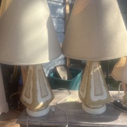 Mid- Century Lamps  26 Inches Tall Lamp Shades Need Cleaned Or Replaced