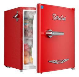 Mini Fridge, Low Noise, Energy Saving, Adjustable Thermostat, Single Door, Side Bottle Opener, Metal Handle, Compact Refrigerator for Office, Bedroom,
