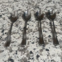 Espresso Silver Spoons, Set Of Four, 5” In Length 