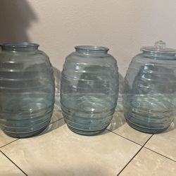 Vintage Clear Glass Beehive Shaped Jars