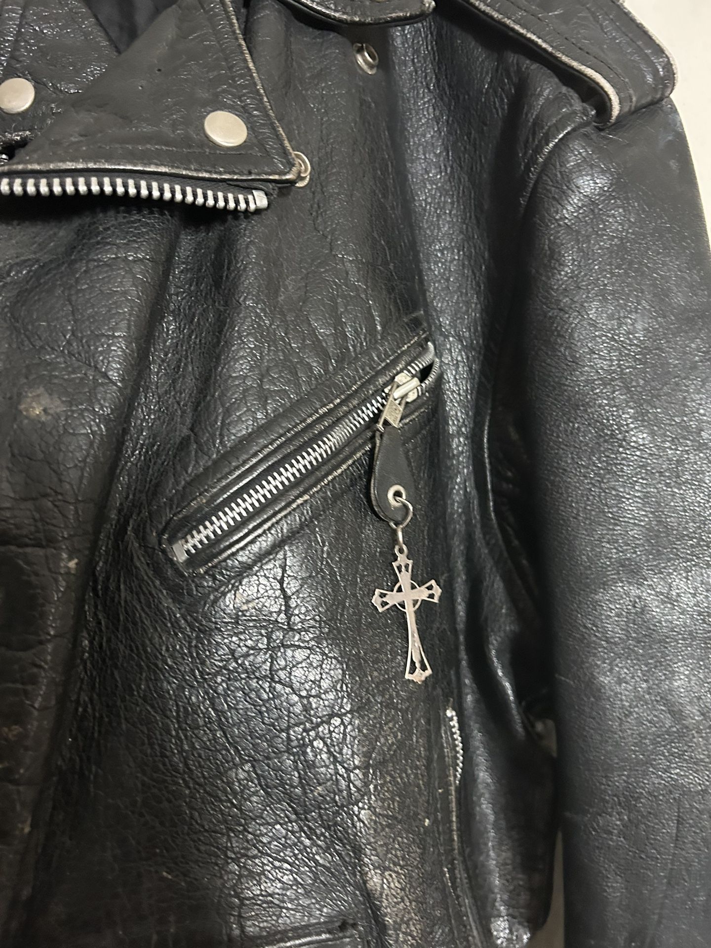 VTG JR WESTERN GENUINE LEATHER BLACK MOTORCYCLE LEATHER JACKET SIZE M/L