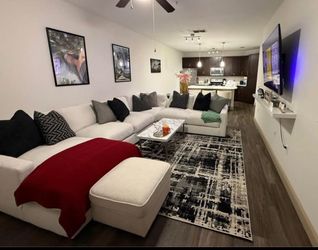 Large Modern Cream Sectional Couch 6 pieces