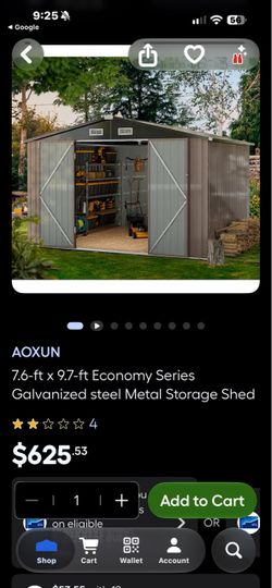 AOXUN 7.6x9.7 ft Metal Storage Shed