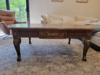 Beautiful burled wood ornate coffee table