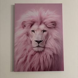 Pink Lion Canvas Wall Art