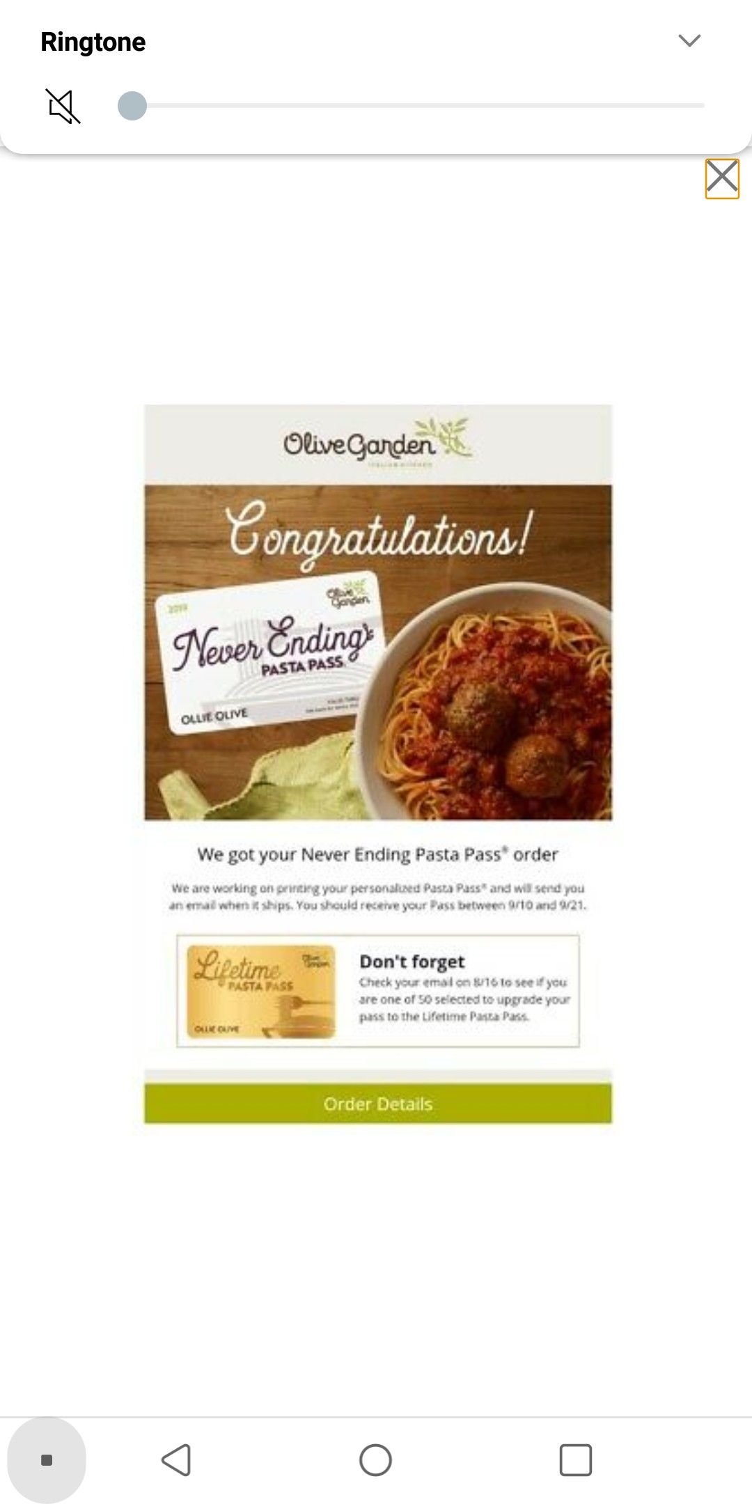 Olive garden pasta pass