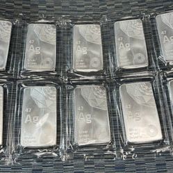 LOT OF 10 - Sealed Elemental 47 Ag Silver 107.8682 10 Tr. OZ .999+ Fine Silver Bar - RARE
