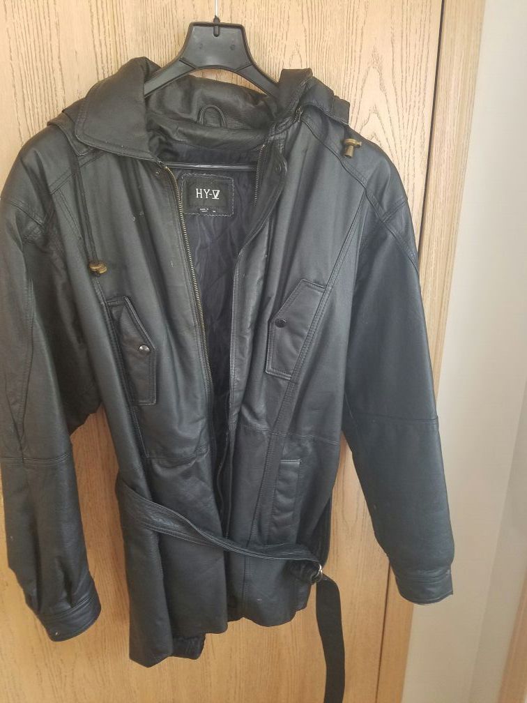 Men's leather coat.