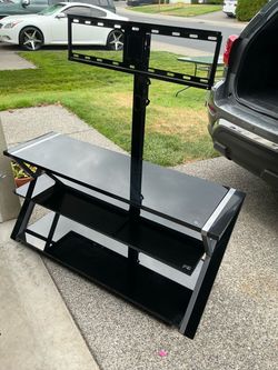 Black Glass TV Stand with Mount