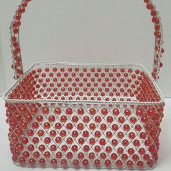 Iridescent Beaded Wire Basket