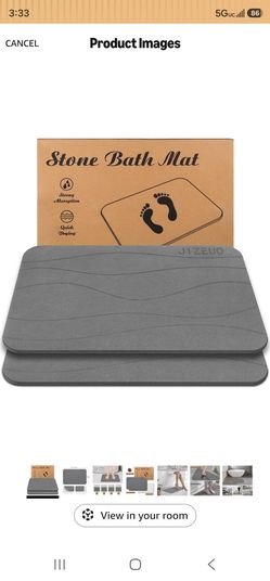 JIZEUO Stone Bath Mat Gray 2 Pack