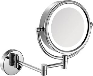 7" Inch Wall Mount 10x Magnify Bathroom Make Up Double Sided LED Mirror 360 Movable Retractable