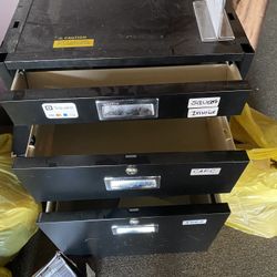 Diebold Fire Resistant 3 Drawer Filing Cabinet Black W Key Lock 
