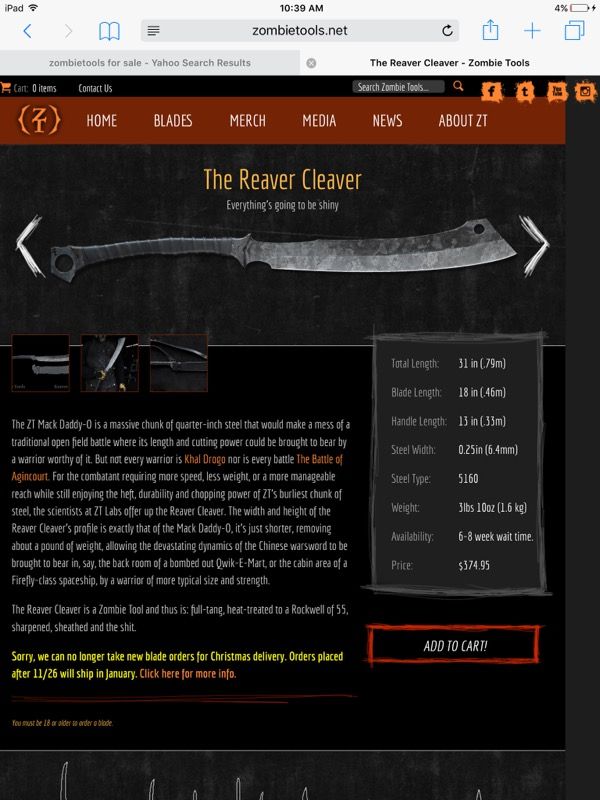 Zombie Tools Reaver Cleaver