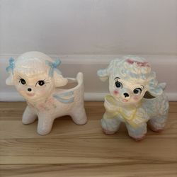 Vintage Ceramic Lamb Planters 