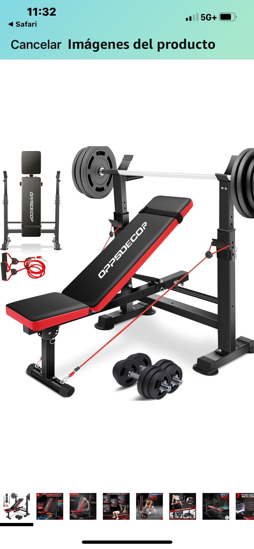 OPPSDECOR 6 in 1 660lbs Weight Bench Set with Squat Rack, Adjustable Workout Bench with Leg Developer, Preacher, Curl Rack, Home Gym Workout