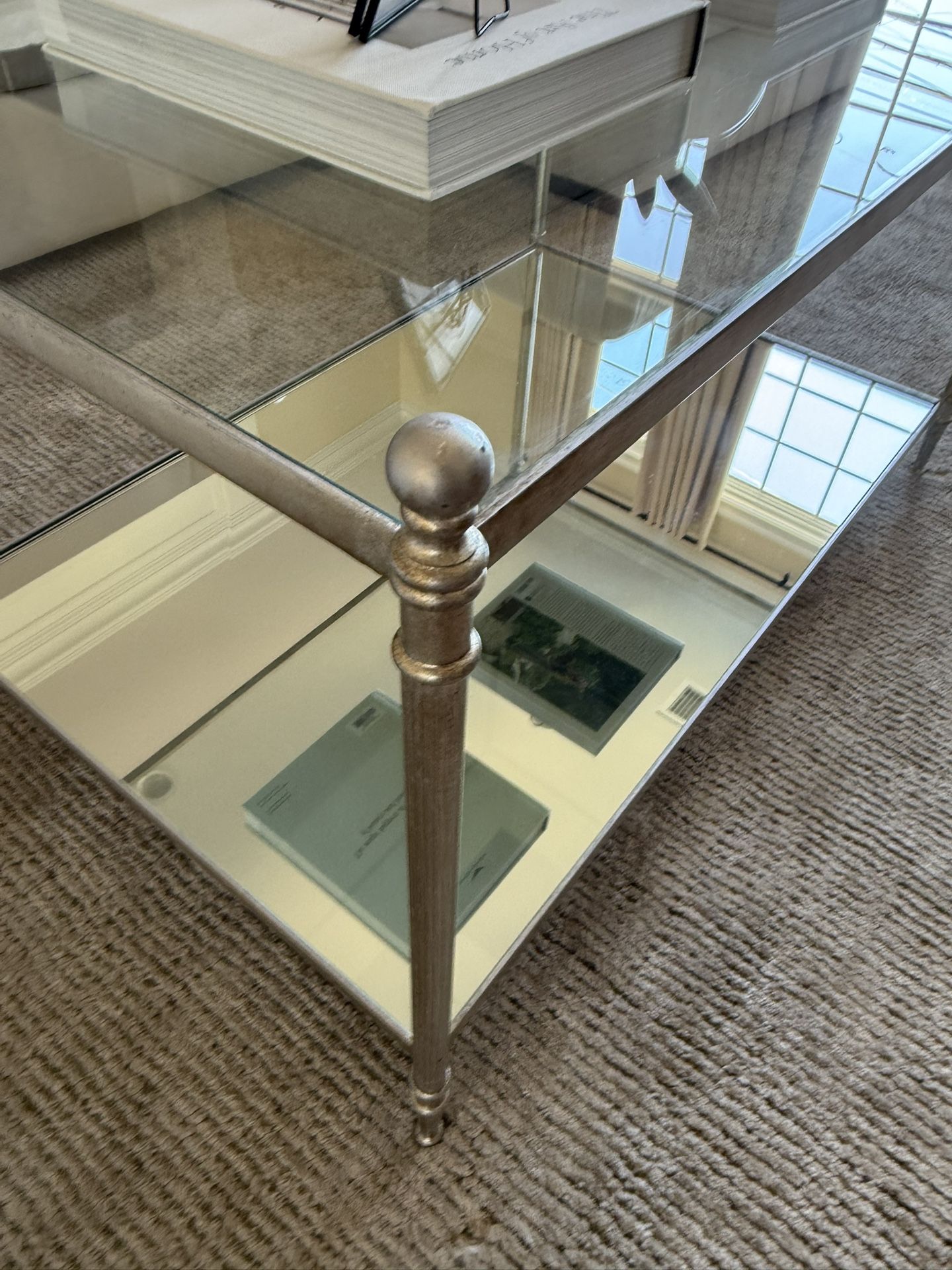 Glass And Mirror Coffee Iron Table