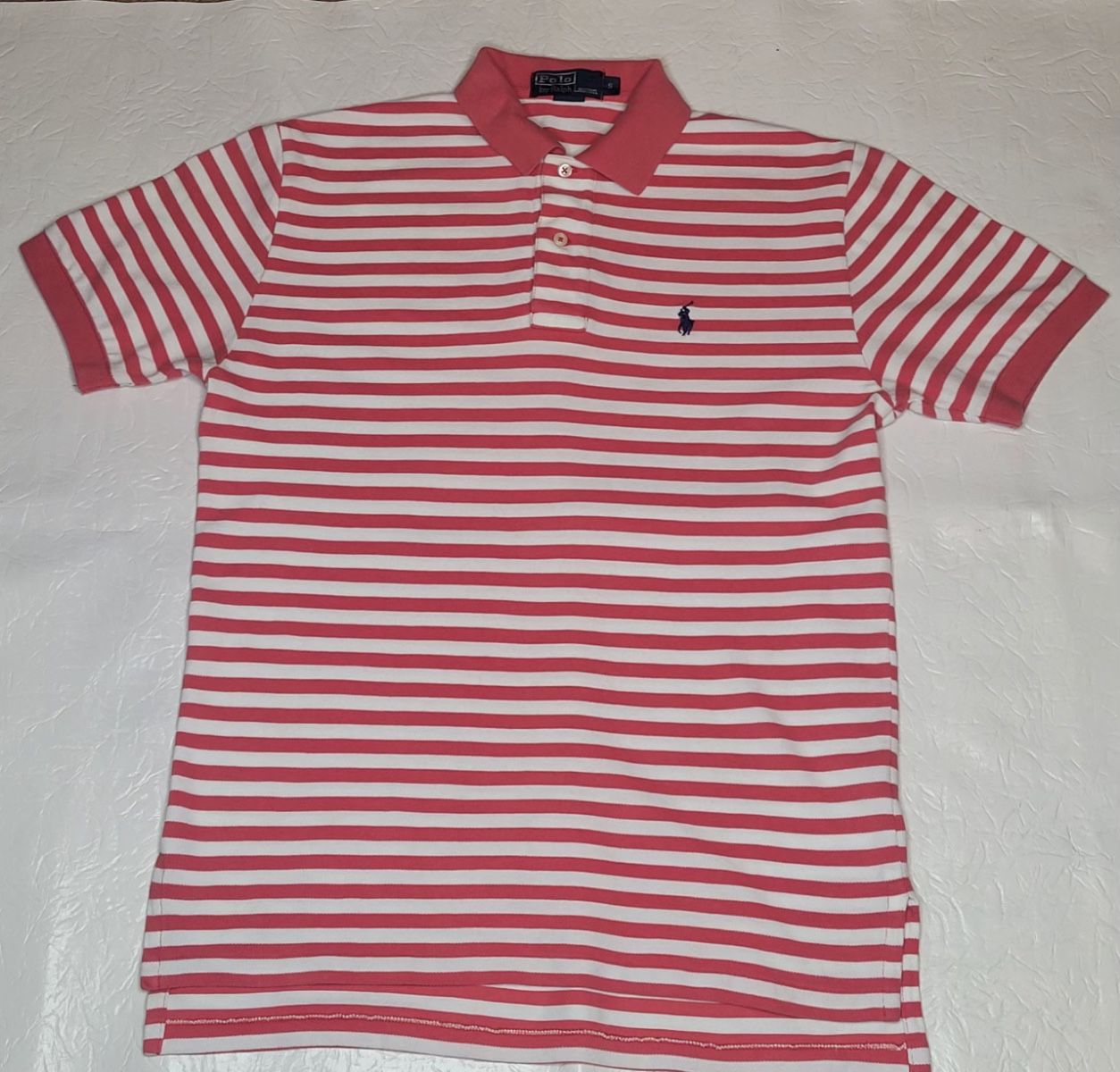 Men's Polo Shirt Size Small Red/white Button Casual Designer Short Sleeve