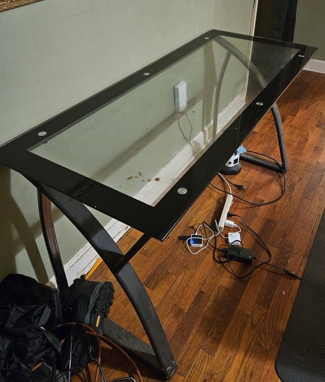 Large Glass Top Desk