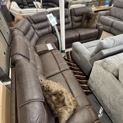 Brown Power Sectional