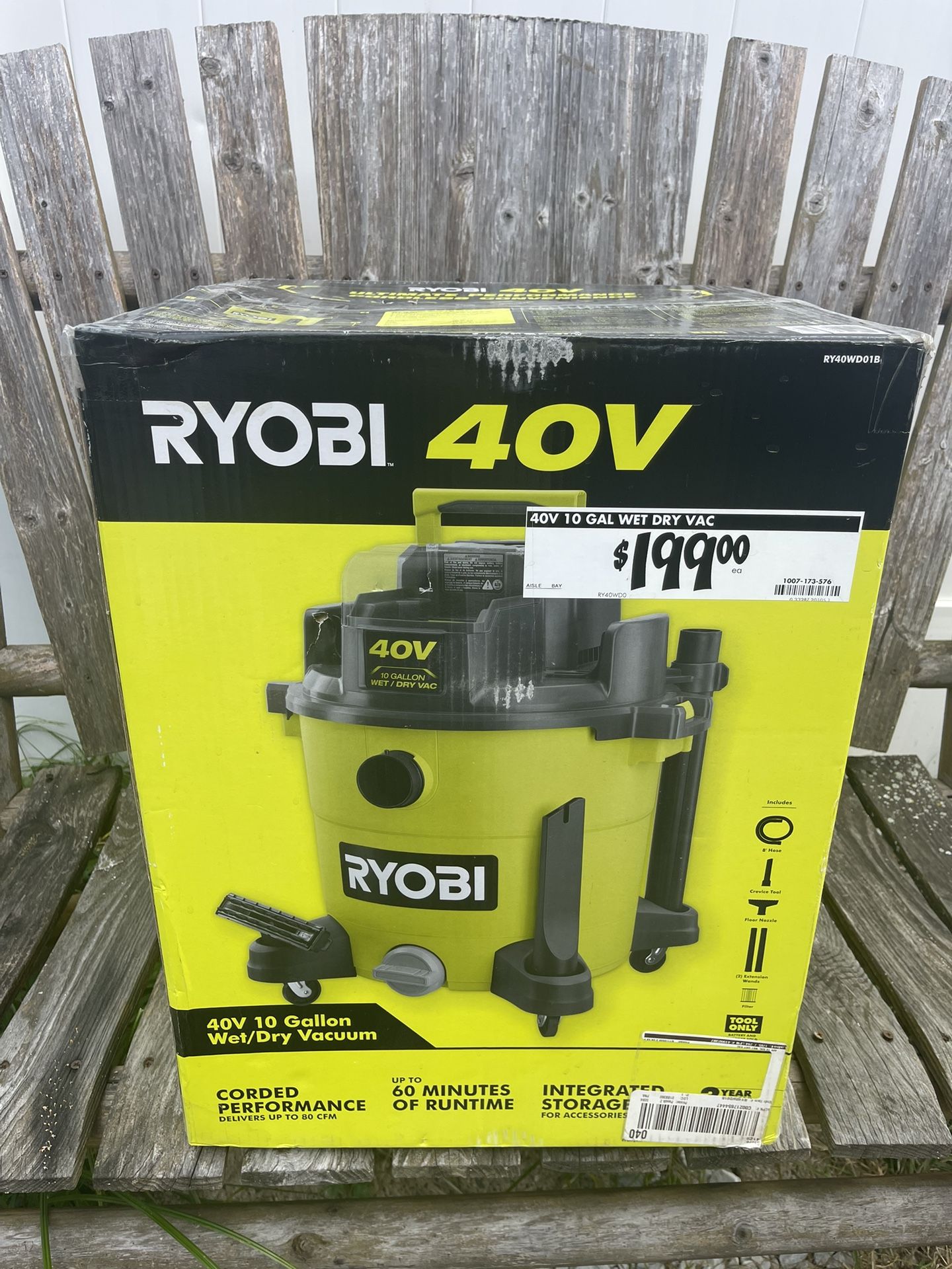 Ryobi Vacuum Wet/ Dry 10 Gal 40 V ( tool only ) new inbox