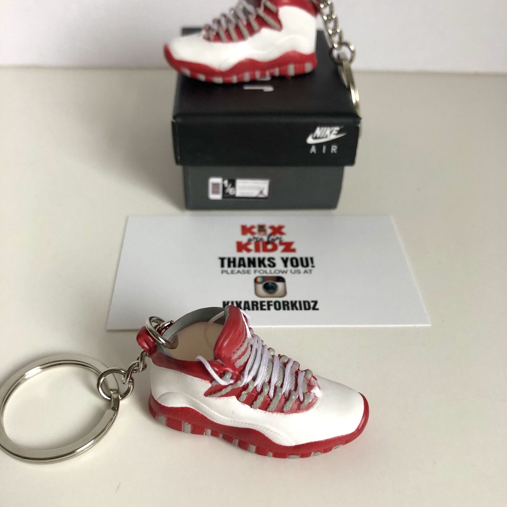 Jordan 10 Retro Red Steel 3D Mini Sneaker Keychain