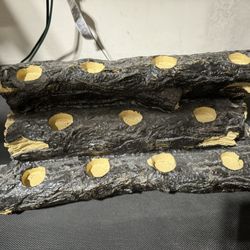 Faux Wood Log Insert With Candle Holders