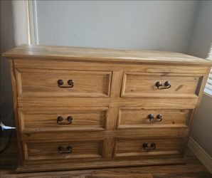Hacienda Rustic 6-Drawer Dresser – Solid Wood – $160