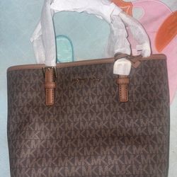 Michael Kors Jet Set Travel XS Tote – Brown MK Signature – New
