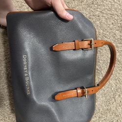 Dooney & Bourke Gray Leather Bag with Brown Straps