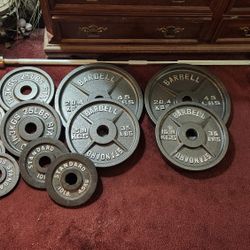 7ft 45lb Olymic Barbell With Weights New