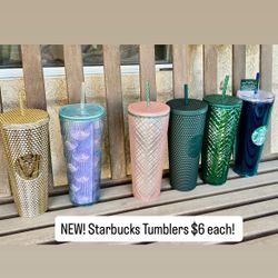 New! Starbucks iridescent tumblers With Straws 