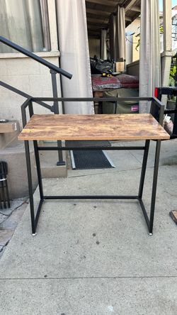 TEAK WOOD FOLDING COMPUTER DESK NO ASSEMBLY NEEDED
