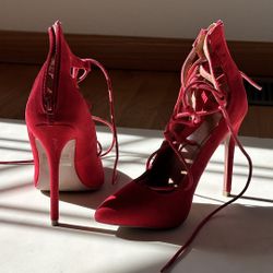 Red Lace-Up Pumps - Women’s Size 5.5