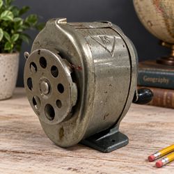 Vintage Boston KS Metal Hand Crank Pencil Sharpener School Office Desk Decor