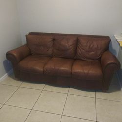 Leather brown 2 seat sofa 3 seat sofa