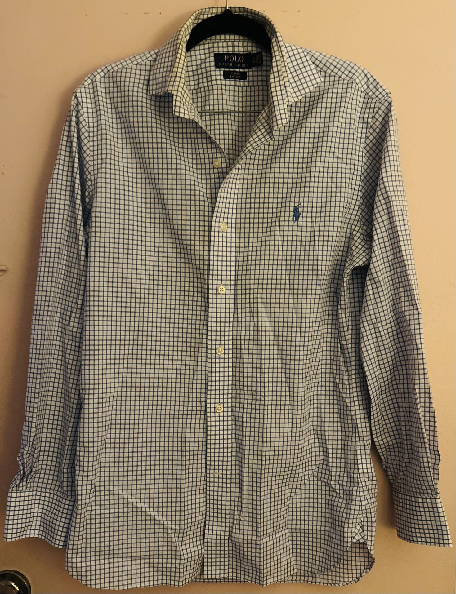 Polo Ralph Lauren Men’s Shirt 👔 White & Blue Check – Slim Fit (15 32/33) – NEW!