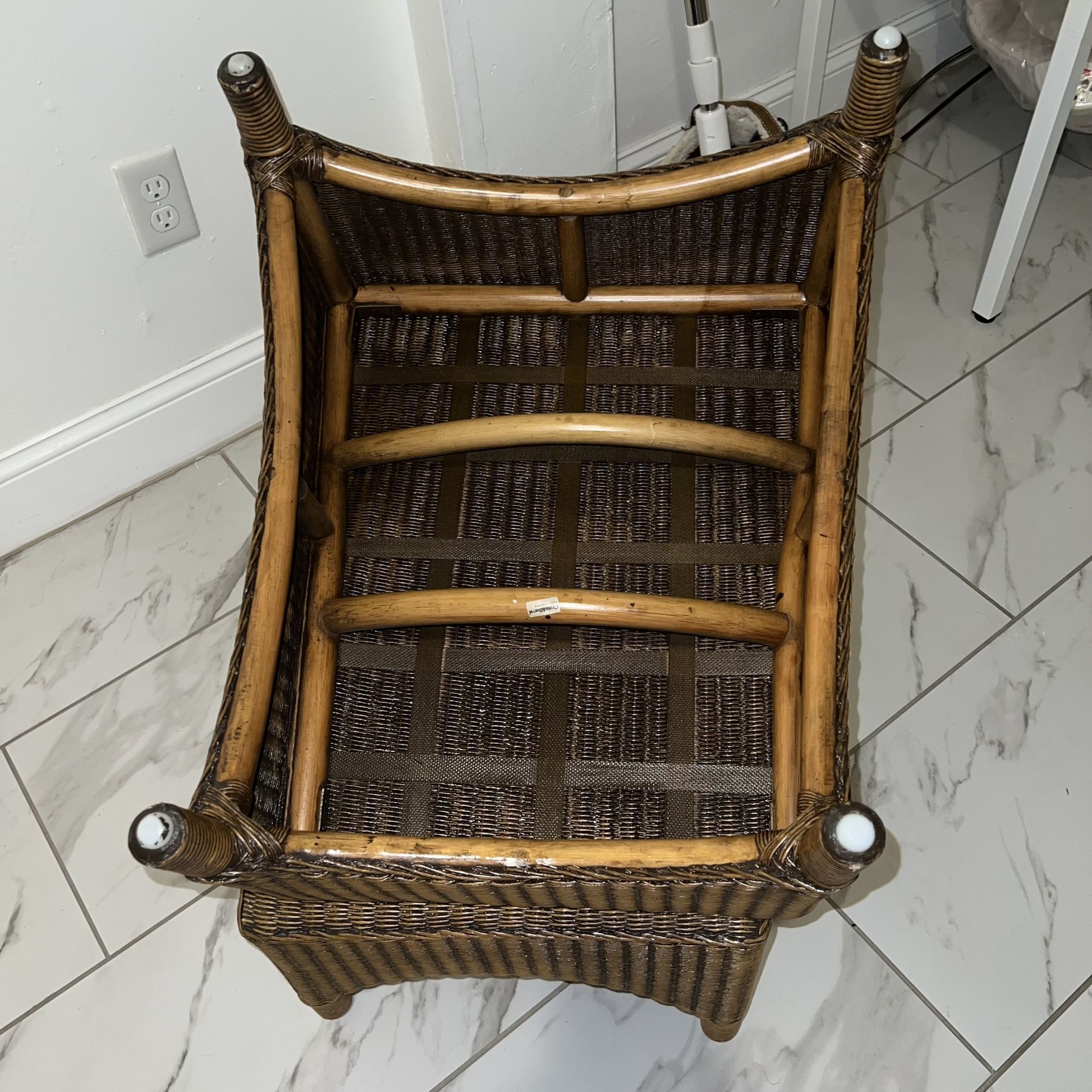 Crate and Barrel Wicker Ottoman Footstool set of two