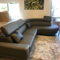 New Grey Leather Sectional🎉we finance just $39 down payment