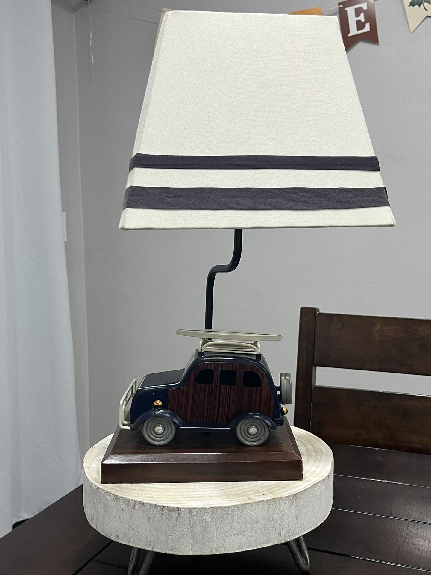 Vtg Mini Metal Made woodie Auto w/ Surfboard Lamp - TESTED Fully Works