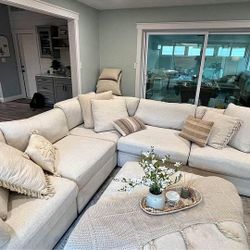 White Fabric Sectional Sofa