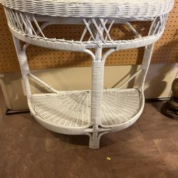 Wicker Half Moon Table