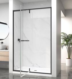42-48" W x 72" H, Matte Black Pivot Shower Door