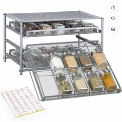 30-Bottle Spice Rack with Drawer Organizers, 3-Tier - Metal