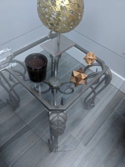 Metal and glass side table