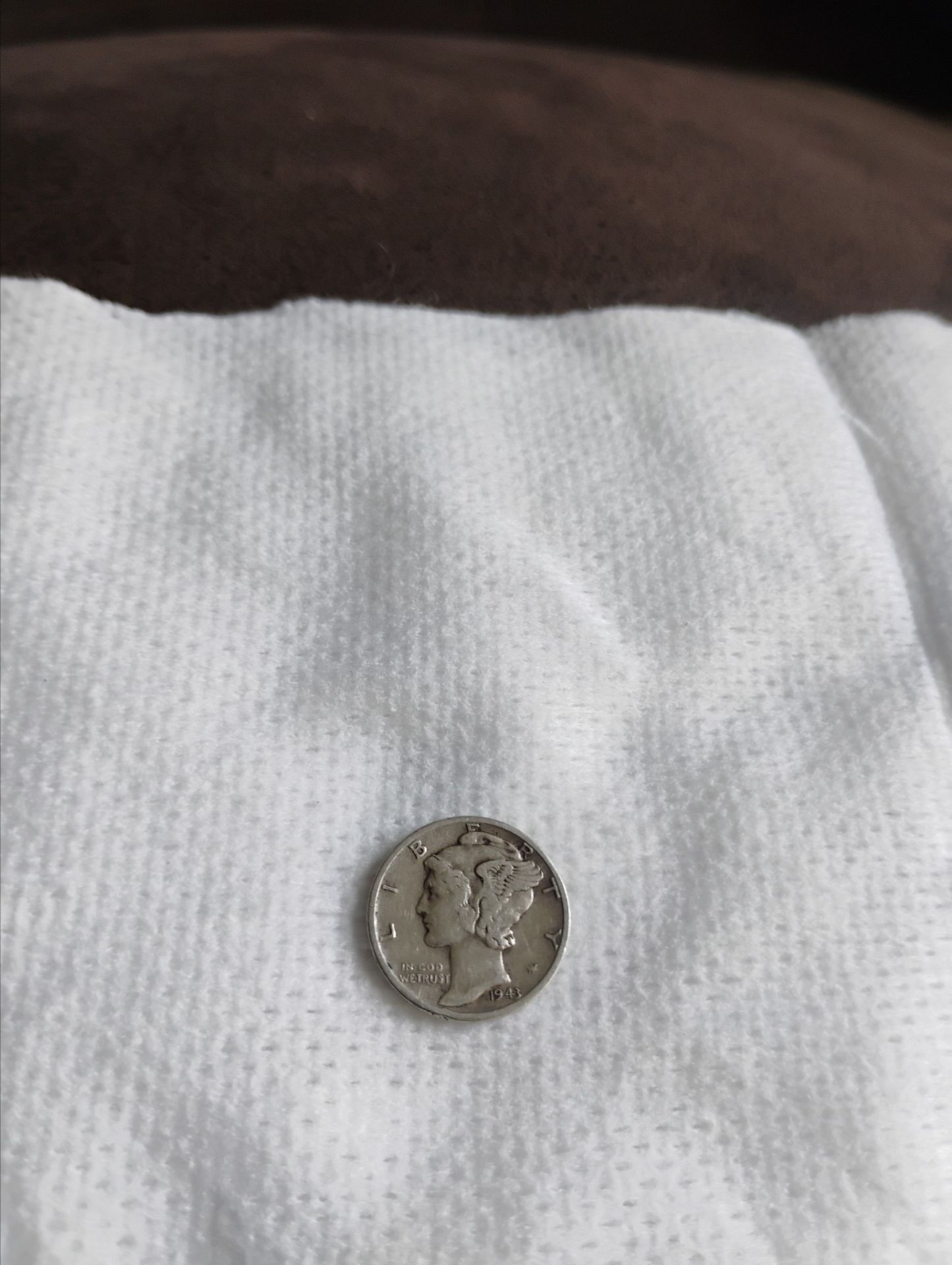 1943 vintage dime, "D" mint mark with error