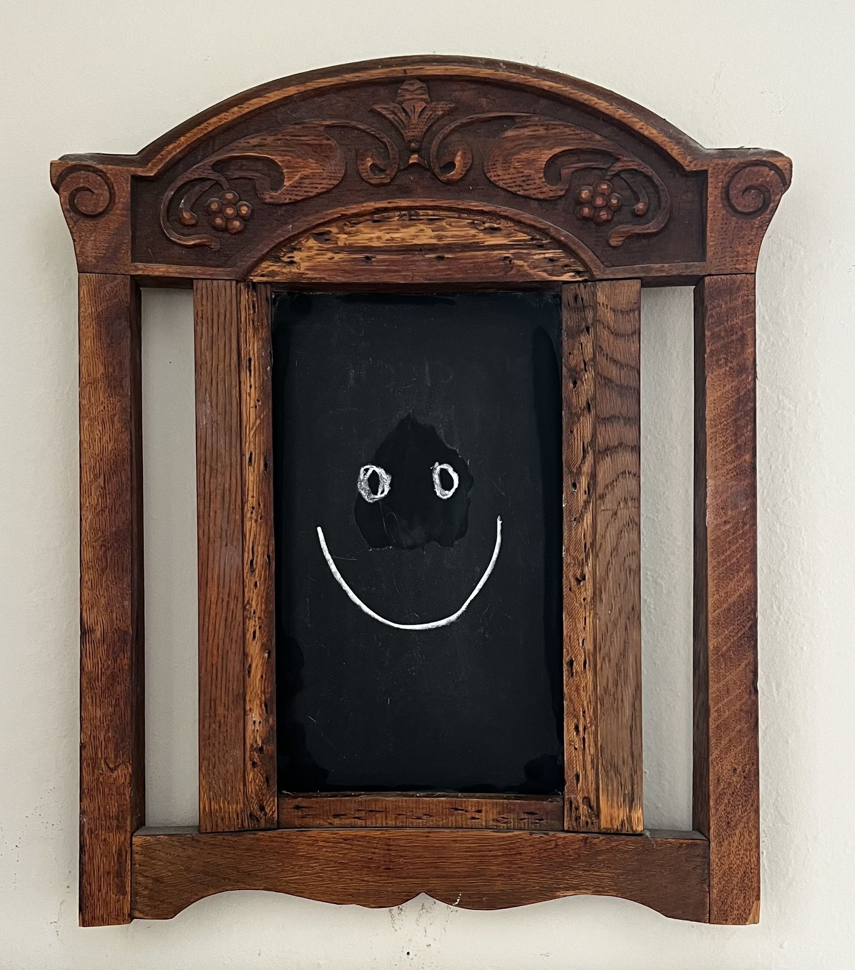 Antique Oak Chair Back - Repurposed Into Framed Mirror