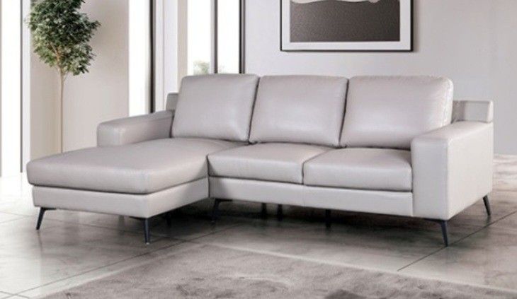 Brand New Grey Leather Modern Style Sectional Sofa