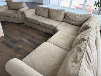 Pottery Barn Sectional Sofa plus Pottery Barn Chair