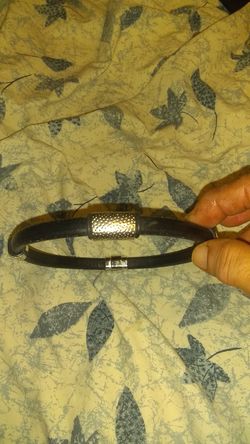 Leather and silver choker necklace